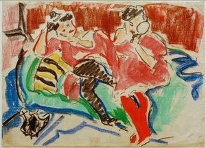 E.L. Kirchner: Két lány egy kanapén alkotó: Ernst Ludwig Kirchner